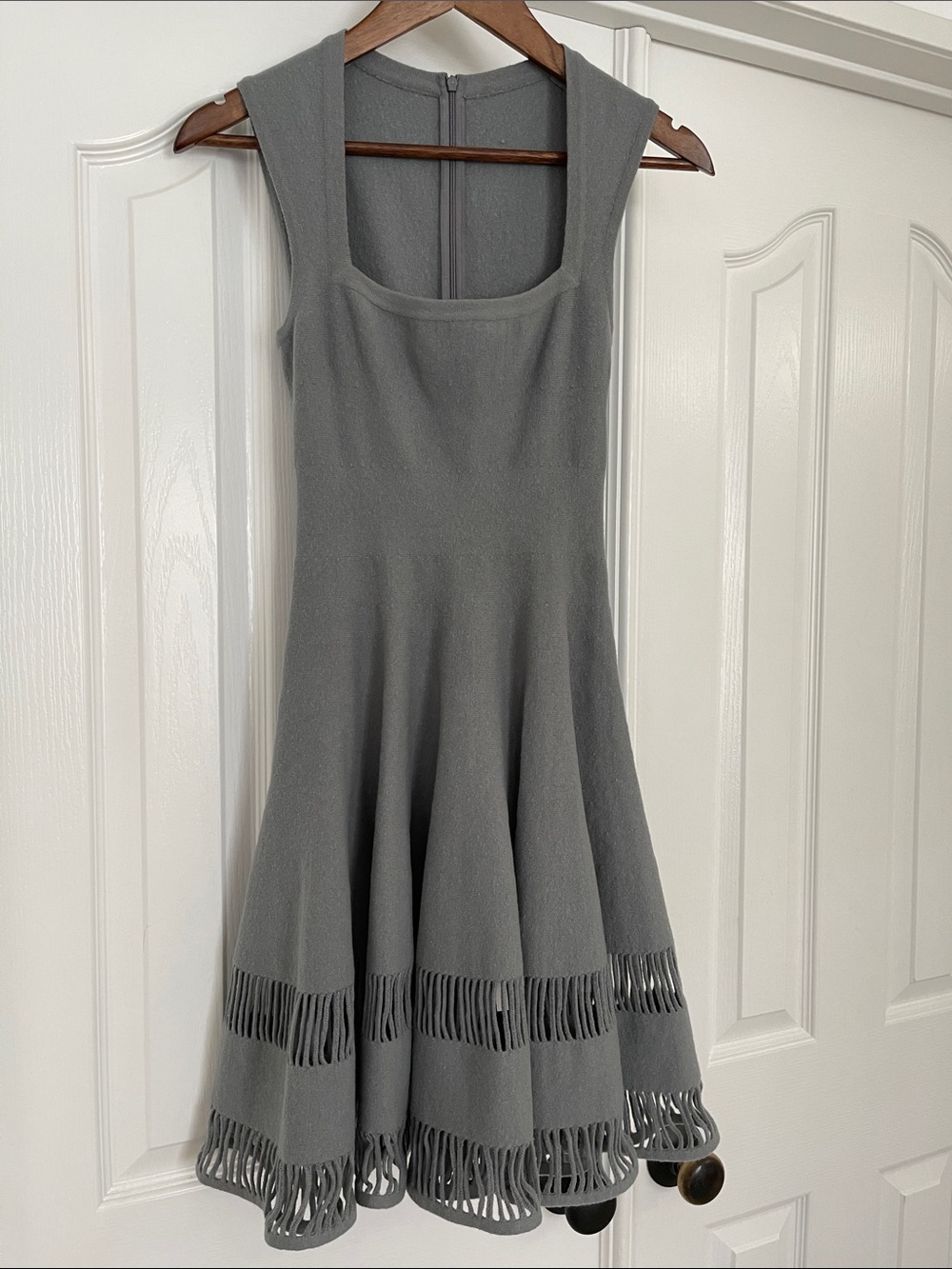 ALAIA Fleece wool Grey size 36 mini dress with Fringe Hem